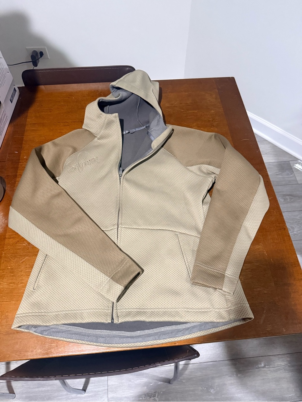 Salomon Men’s Tan and Brown Hooded Utility Jacket